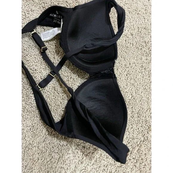 Athleta XS black two-piece bikini set halter underwire top high-waisted Shorts - Picture 15 of 15